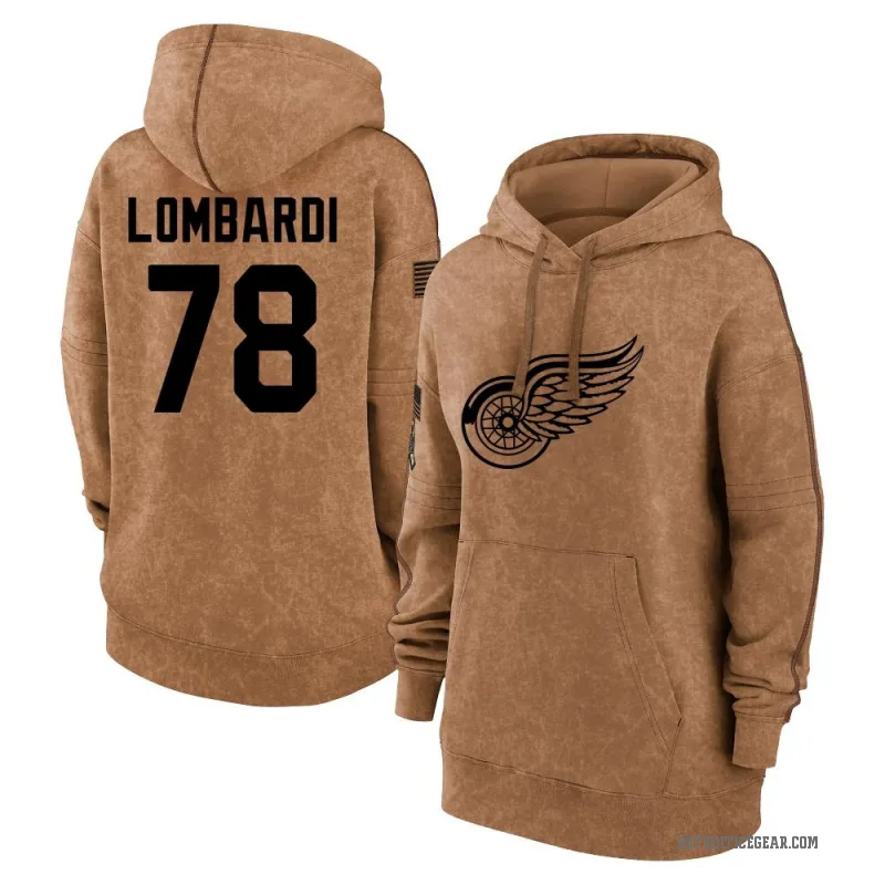 Amadeus Lombardi Women's Brown Detroit Red Wings 2023 Salute to Service Pullover Hoodie