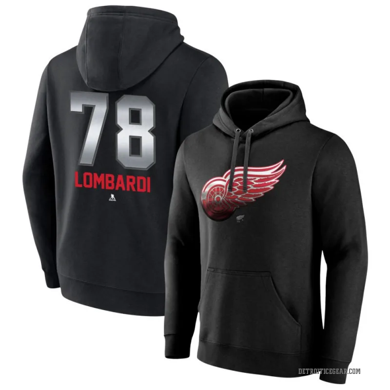 Amadeus Lombardi Youth Black Detroit Red Wings Branded Midnight Mascot Logo Pullover Hoodie