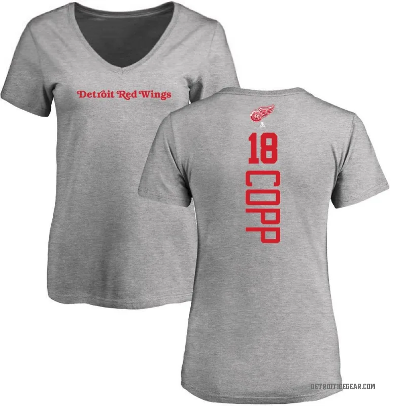 Andrew Copp Women's Ash Detroit Red Wings Backer T-Shirt -