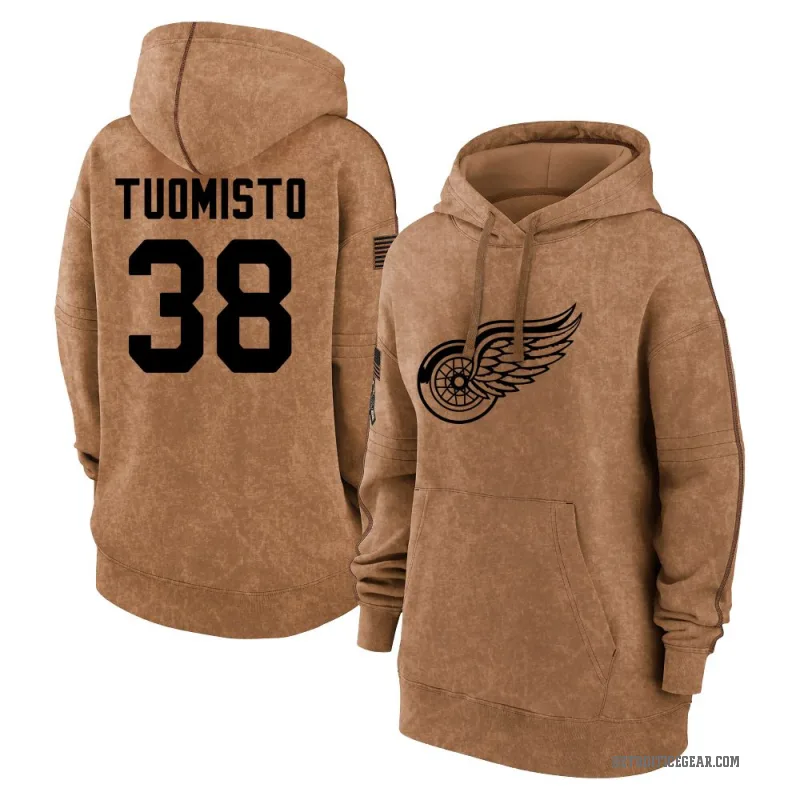 Antti Tuomisto Women's Brown Detroit Red Wings 2023 Salute to Service Pullover Hoodie