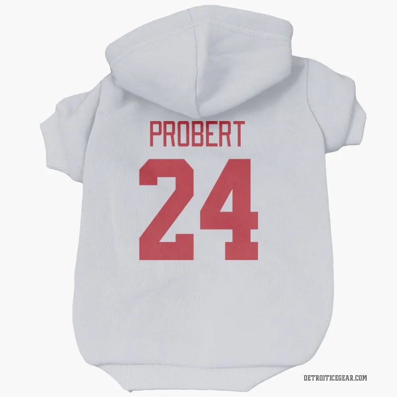 Bob Probert  White Detroit Red Wings  Cat & Dog Pet Hoodie