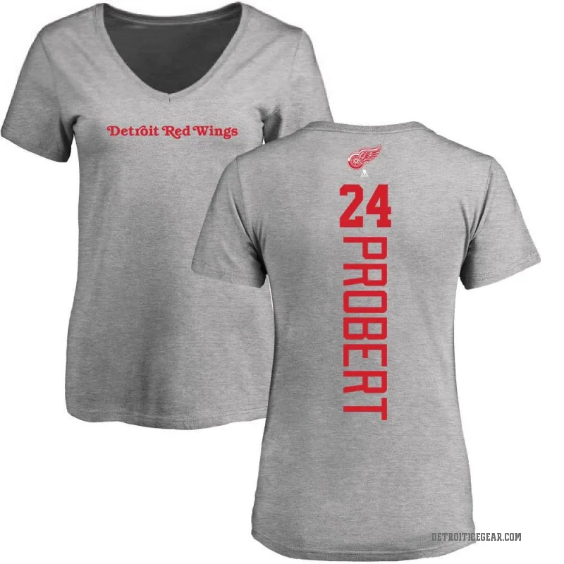 Bob Probert Women's Ash Detroit Red Wings Backer T-Shirt -