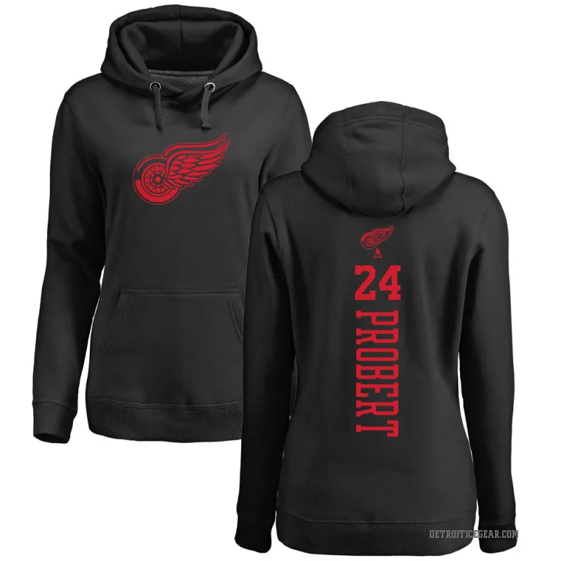 Bob Probert Women's Black Detroit Red Wings Branded One Color Backer Pullover Hoodie