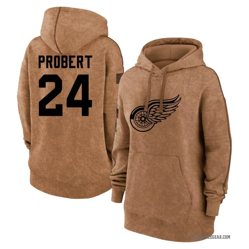 Bob Probert Women's Brown Detroit Red Wings 2023 Salute to Service Pullover Hoodie