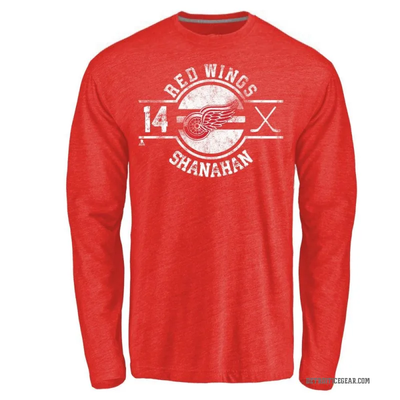 Brendan Shanahan Men's Red Detroit Red Wings Insignia Long Sleeve T-Shirt -