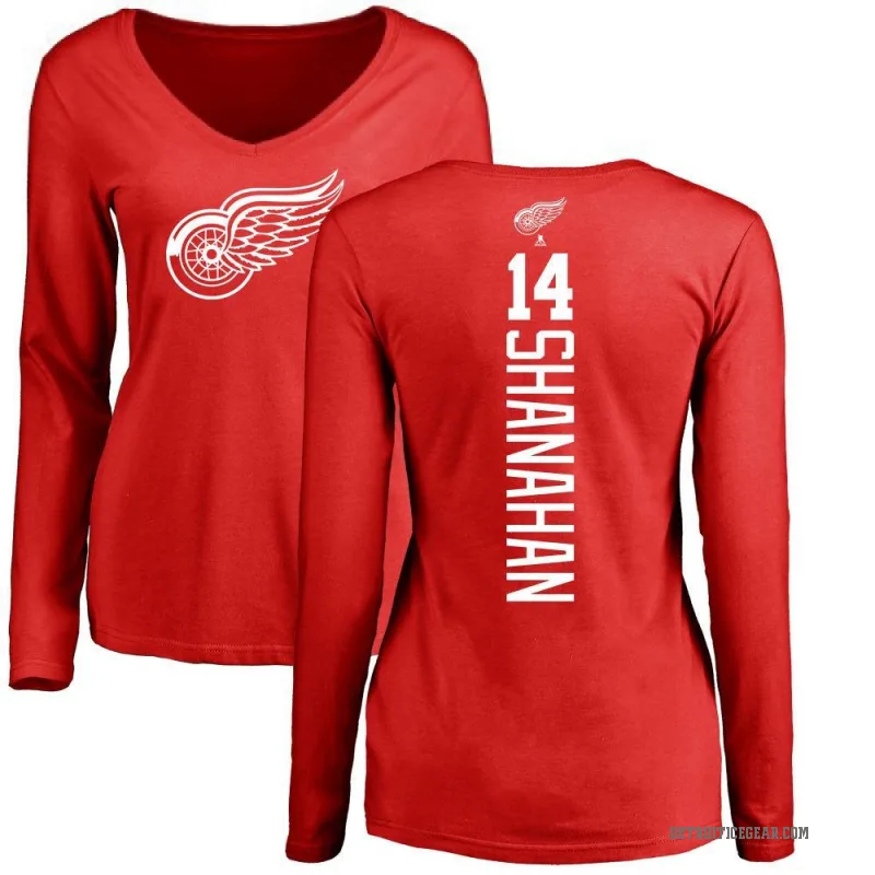 Brendan Shanahan Women's Red Detroit Red Wings Backer Long Sleeve T-Shirt -