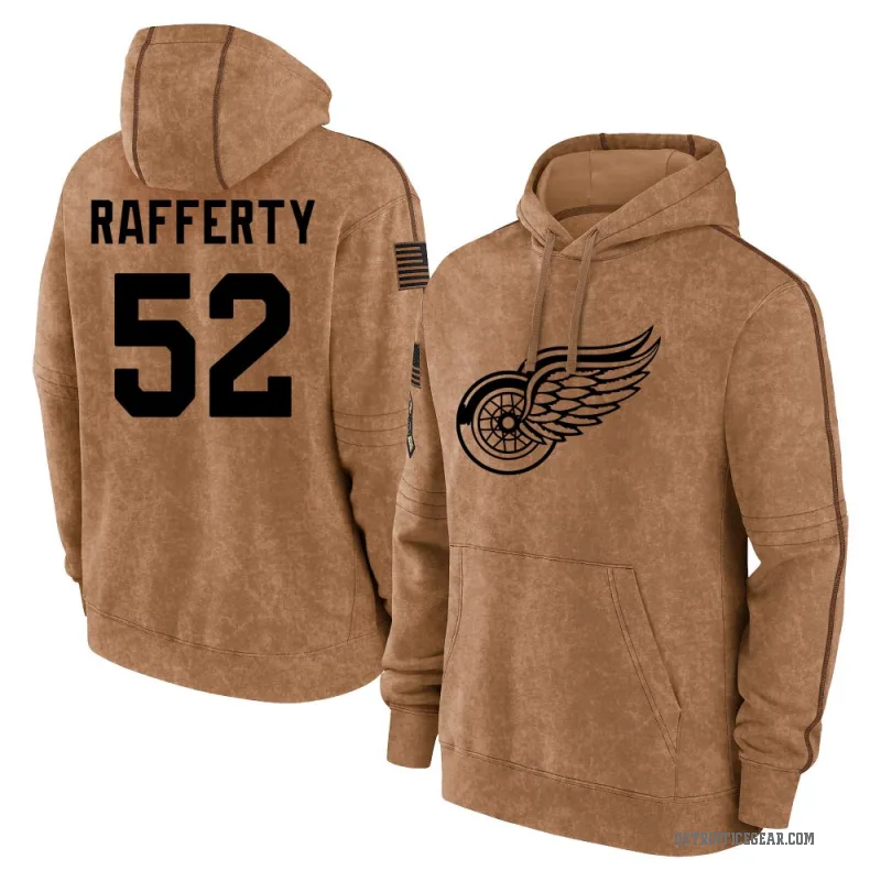 Brogan Rafferty Youth Brown Detroit Red Wings 2023 Salute to Service Club Pullover Hoodie