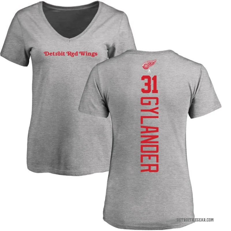 Carter Gylander Women's Ash Detroit Red Wings Backer T-Shirt -