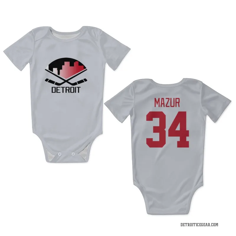 Carter Mazur  White Detroit Red Wings  Newborn & Infant Bodysuit
