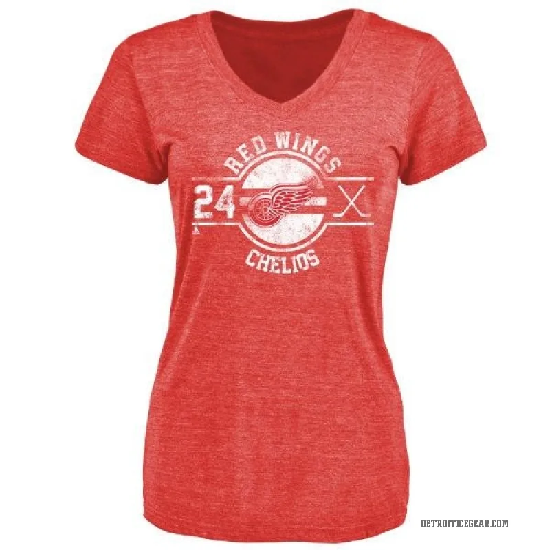 Chris Chelios Women's Red Detroit Red Wings Insignia T-Shirt -