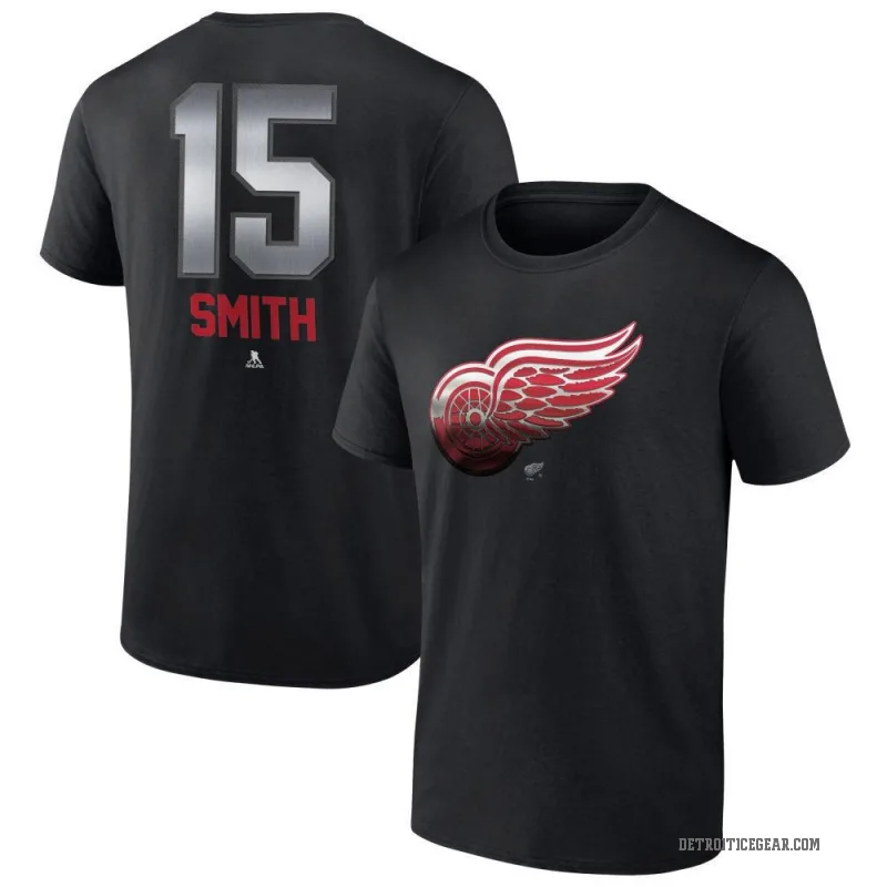 Craig Smith Men's Black Detroit Red Wings Midnight Mascot Logo T-Shirt