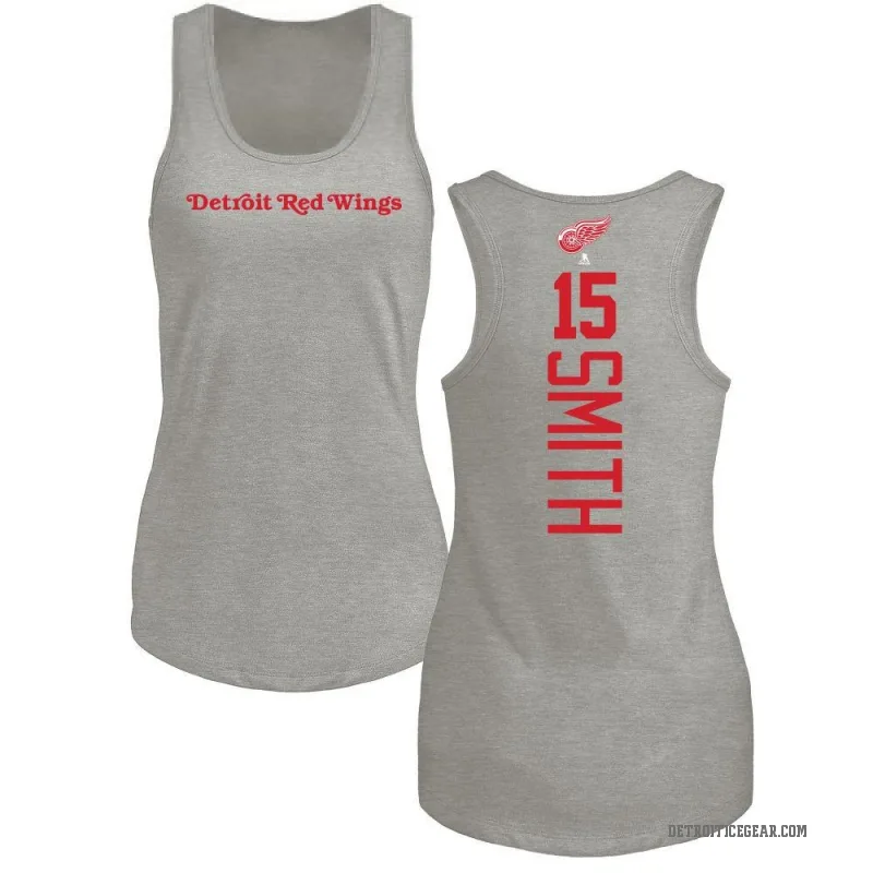 Craig Smith Women's Ash Detroit Red Wings Backer Tank Top -