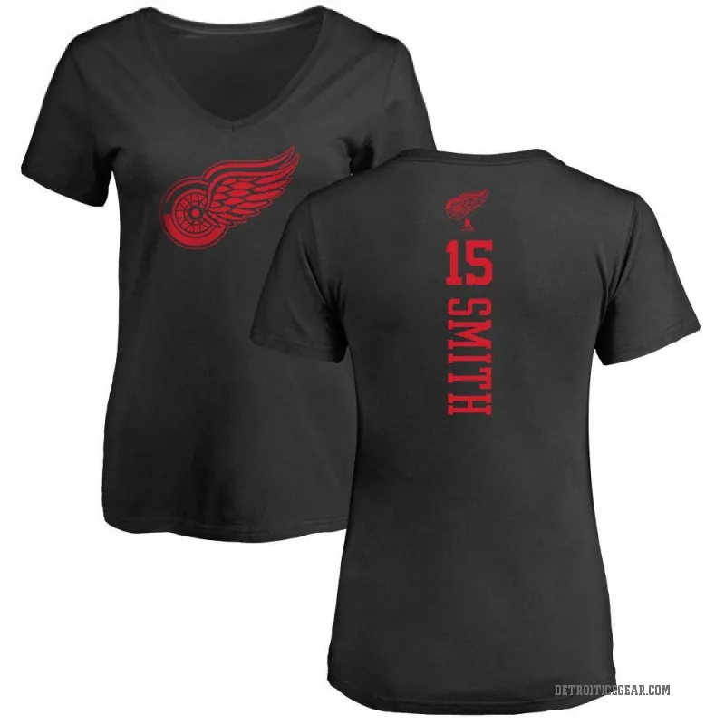 Craig Smith Women's Black Detroit Red Wings One Color Backer T-Shirt -