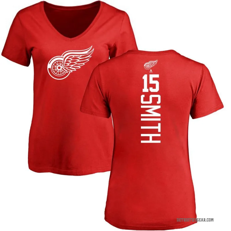 Craig Smith Women's Red Detroit Red Wings Backer T-Shirt -