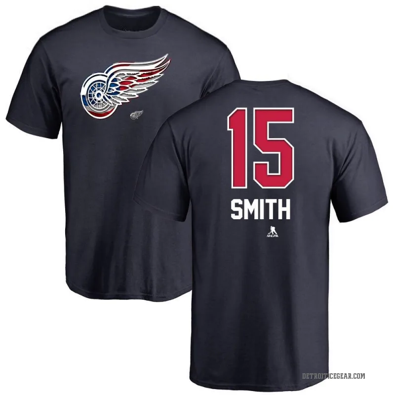 Craig Smith Youth Navy Detroit Red Wings Name and Number Banner Wave T-Shirt -