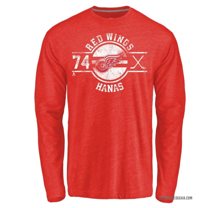 Cross Hanas Youth Red Detroit Red Wings Insignia Long Sleeve T-Shirt -