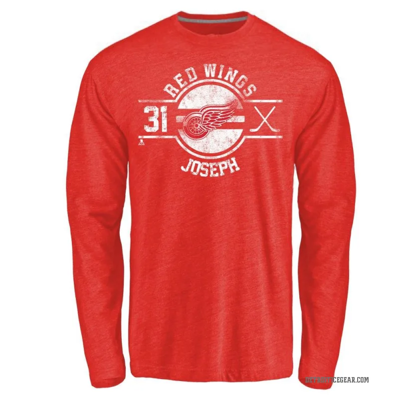 Curtis Joseph Men's Red Detroit Red Wings Insignia Long Sleeve T-Shirt -