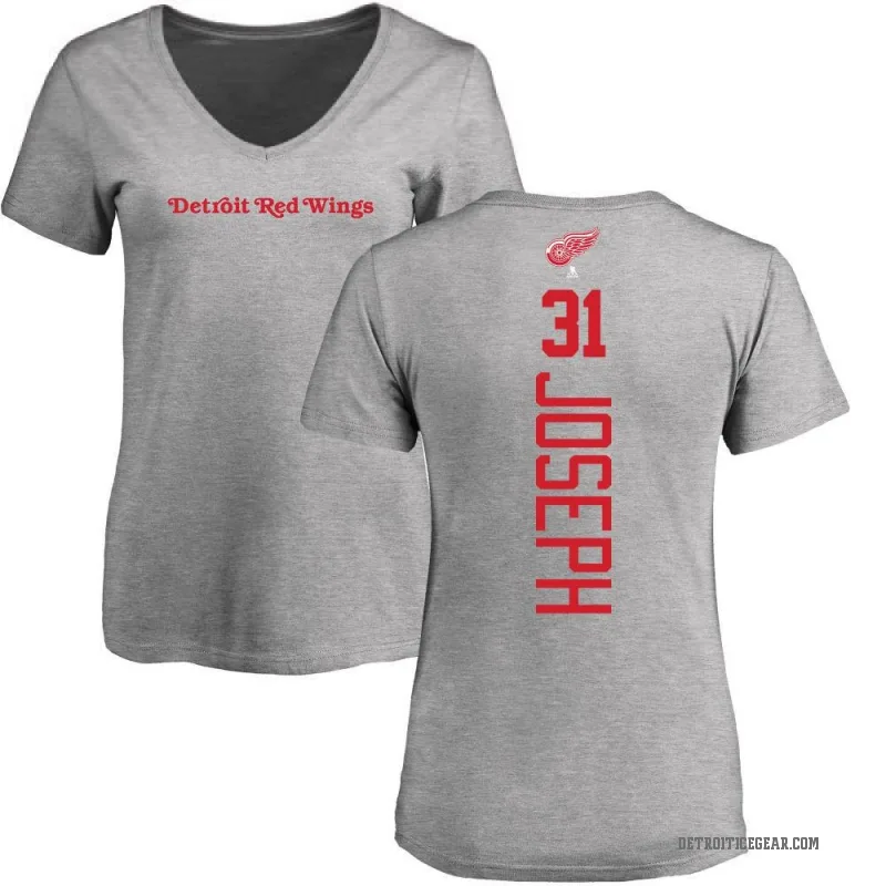 Curtis Joseph Women's Ash Detroit Red Wings Backer T-Shirt -