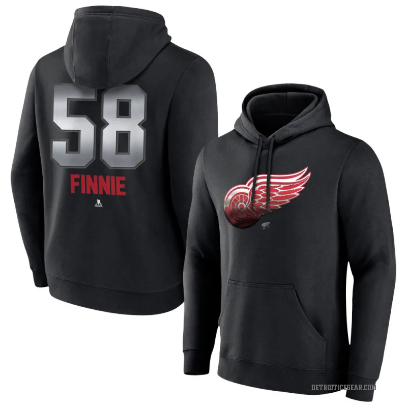 Emmitt Finnie Men's Black Detroit Red Wings Branded Midnight Mascot Logo Pullover Hoodie