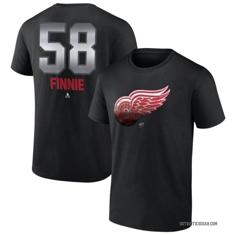 Emmitt Finnie Men's Black Detroit Red Wings Midnight Mascot Logo T-Shirt