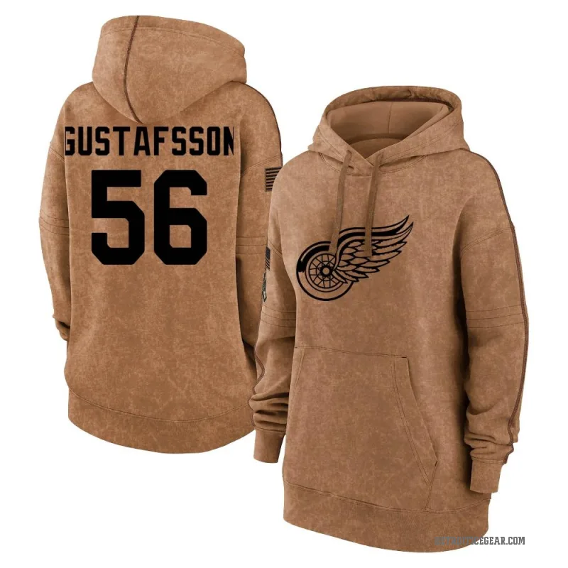 Erik Gustafsson Women's Brown Detroit Red Wings 2023 Salute to Service Pullover Hoodie