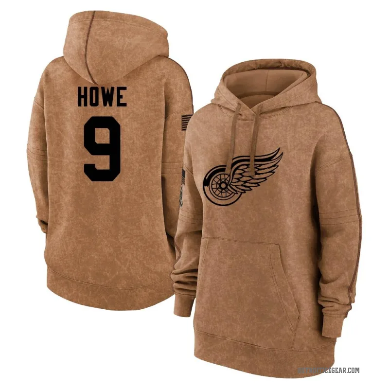 Gordie Howe Women's Brown Detroit Red Wings 2023 Salute to Service Pullover Hoodie