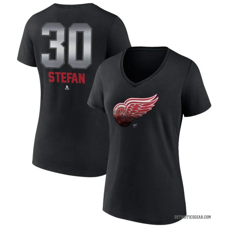Greg Stefan Women's Black Detroit Red Wings Midnight Mascot Logo V-Neck T-Shirt