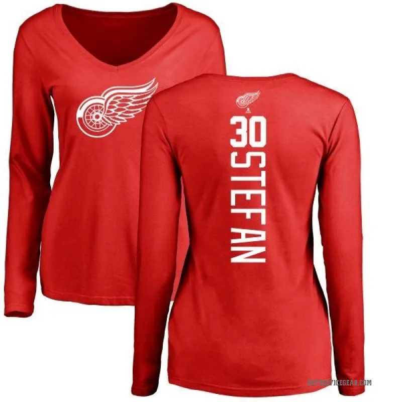 Greg Stefan Women's Red Detroit Red Wings Backer Long Sleeve T-Shirt -