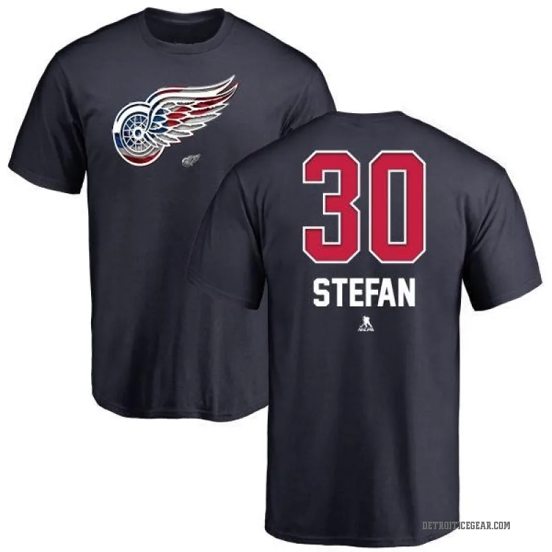 Greg Stefan Youth Navy Detroit Red Wings Name and Number Banner Wave T-Shirt -