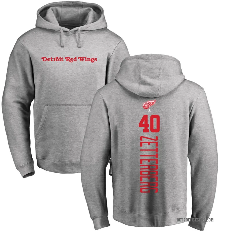 Henrik Zetterberg Men's Detroit Red Wings Branded Ash Backer Pullover Hoodie