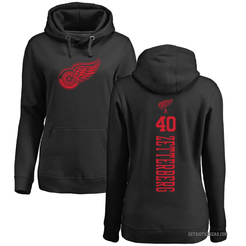 Henrik Zetterberg Women's Black Detroit Red Wings Branded One Color Backer Pullover Hoodie