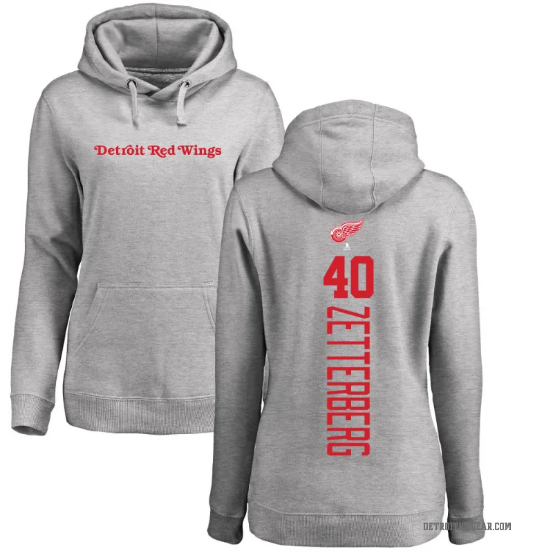 Henrik Zetterberg Women's Detroit Red Wings Branded Ash Backer Pullover Hoodie