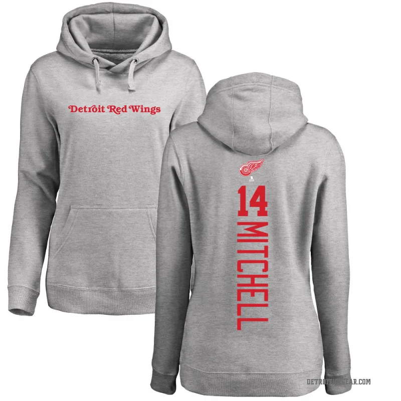 Ian Mitchell Women's Detroit Red Wings Branded Ash Backer Pullover Hoodie