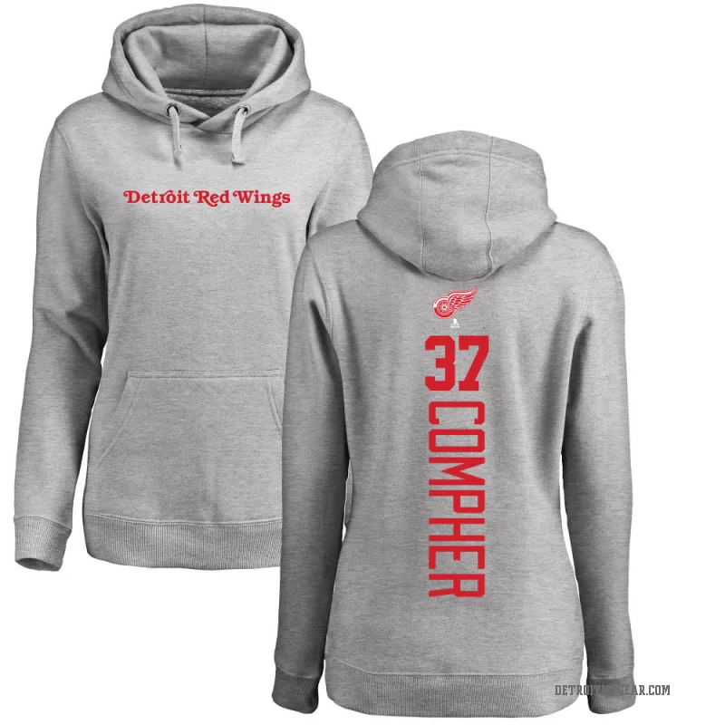 J.T. Compher Women's Detroit Red Wings Branded Ash Backer Pullover Hoodie
