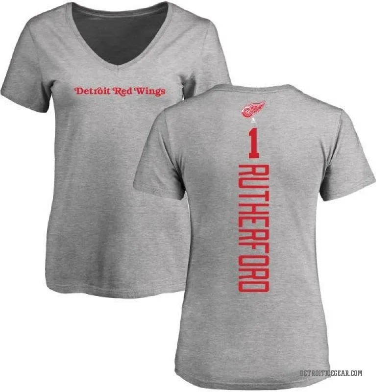 Jim Rutherford Women's Ash Detroit Red Wings Backer T-Shirt -
