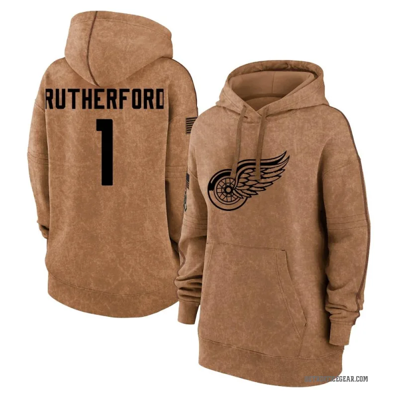 Jim Rutherford Women's Brown Detroit Red Wings 2023 Salute to Service Pullover Hoodie