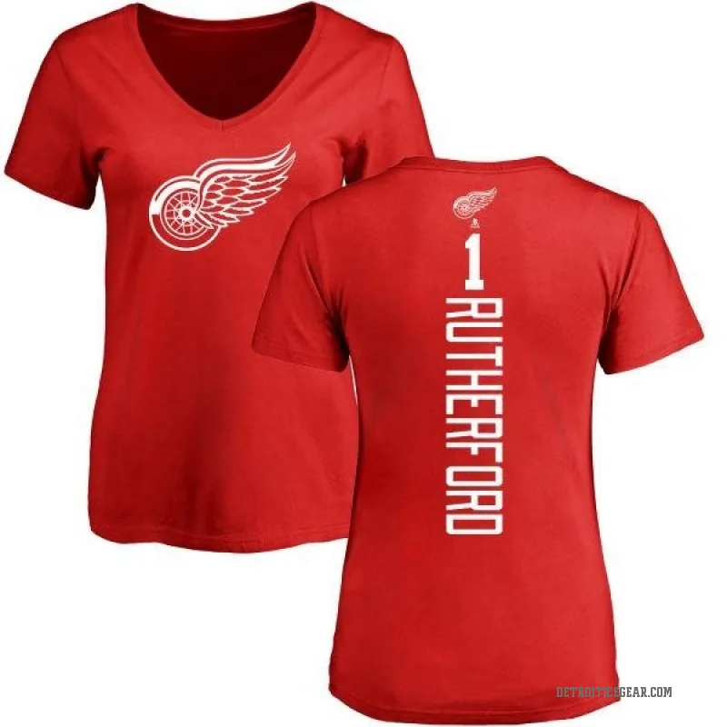 Jim Rutherford Women's Red Detroit Red Wings Backer T-Shirt -
