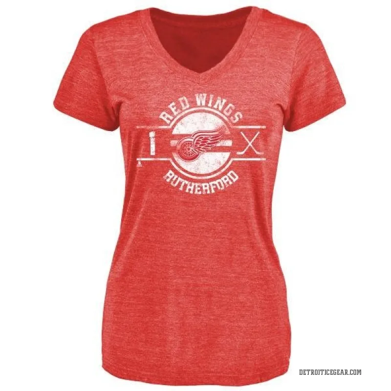 Jim Rutherford Women's Red Detroit Red Wings Insignia T-Shirt -