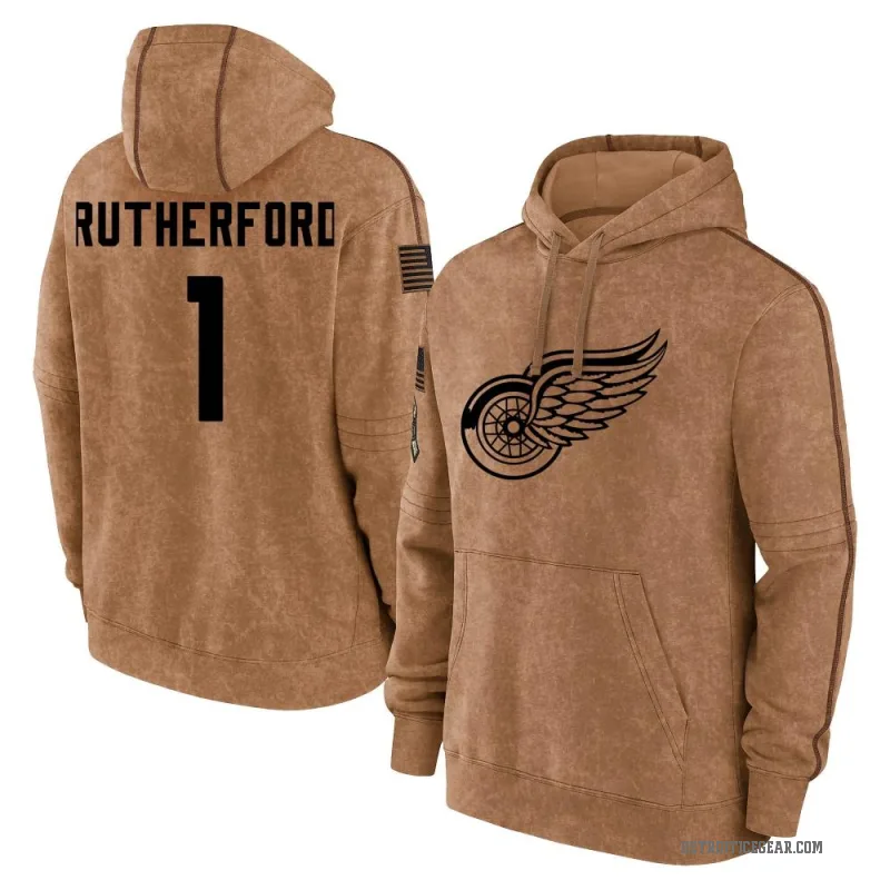 Jim Rutherford Youth Brown Detroit Red Wings 2023 Salute to Service Club Pullover Hoodie
