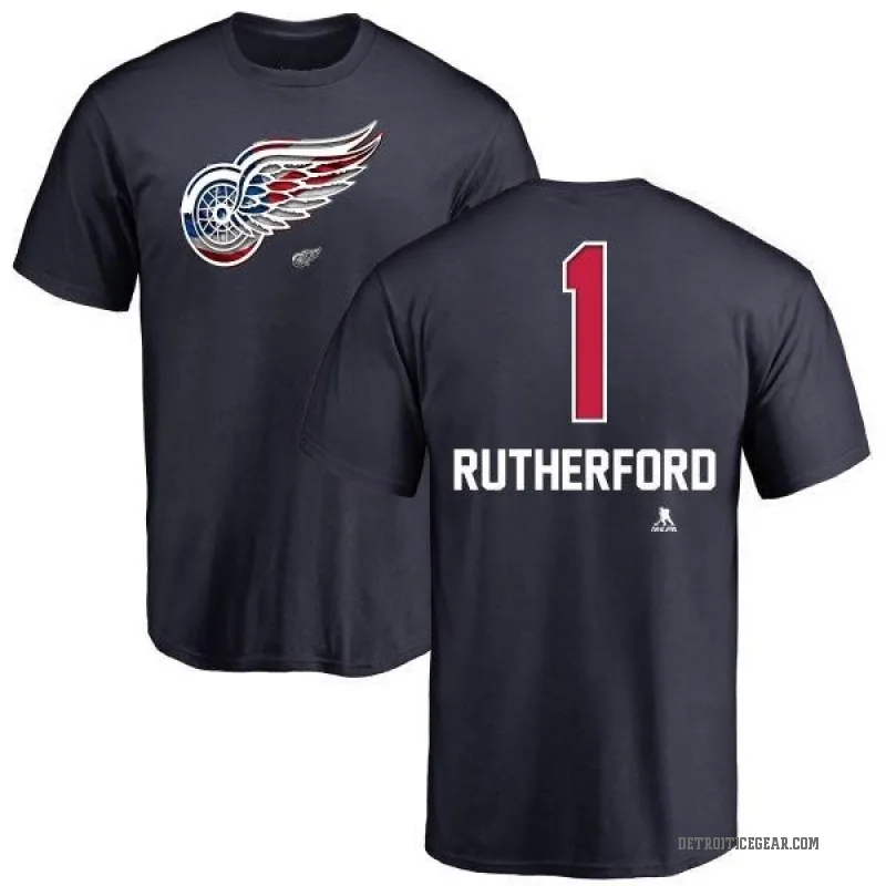 Jim Rutherford Youth Navy Detroit Red Wings Name and Number Banner Wave T-Shirt -