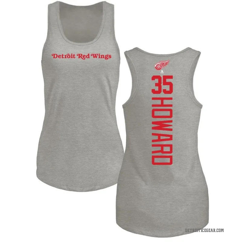 Jimmy Howard Women's Ash Detroit Red Wings Backer Tank Top -