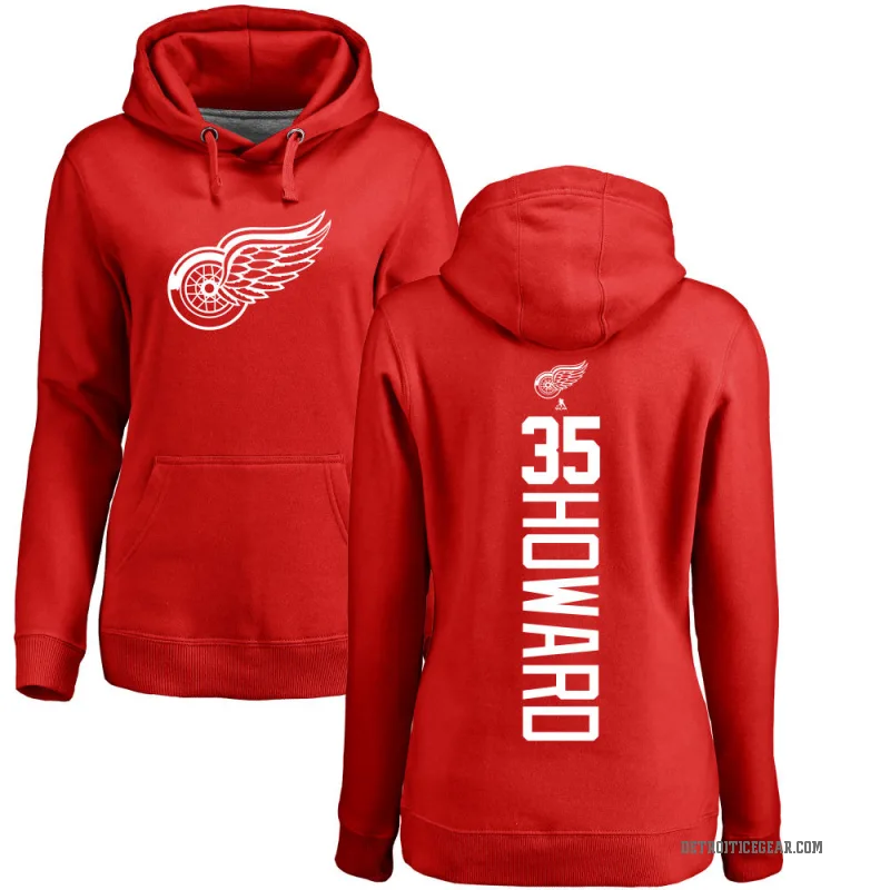 Jimmy Howard Women's Red Detroit Red Wings Branded Backer Pullover Hoodie