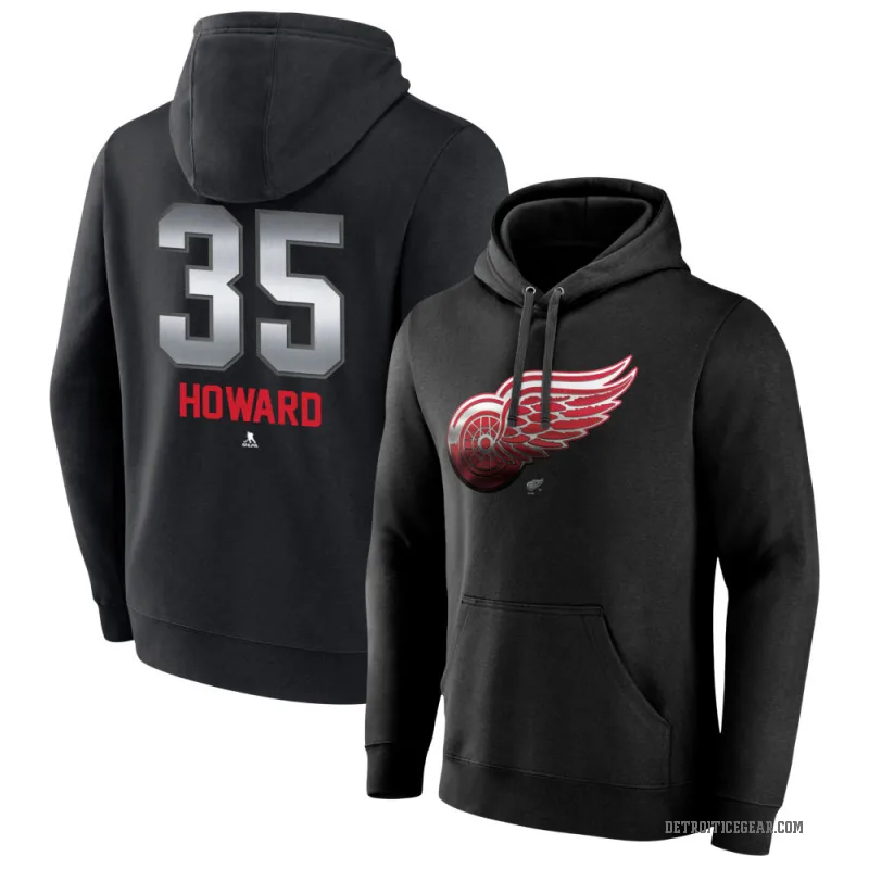 Jimmy Howard Youth Black Detroit Red Wings Branded Midnight Mascot Logo Pullover Hoodie