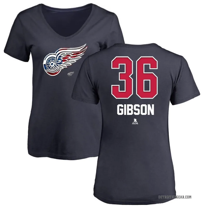 John Gibson Women's Navy Detroit Red Wings Name and Number Banner Wave V-Neck T-Shirt -