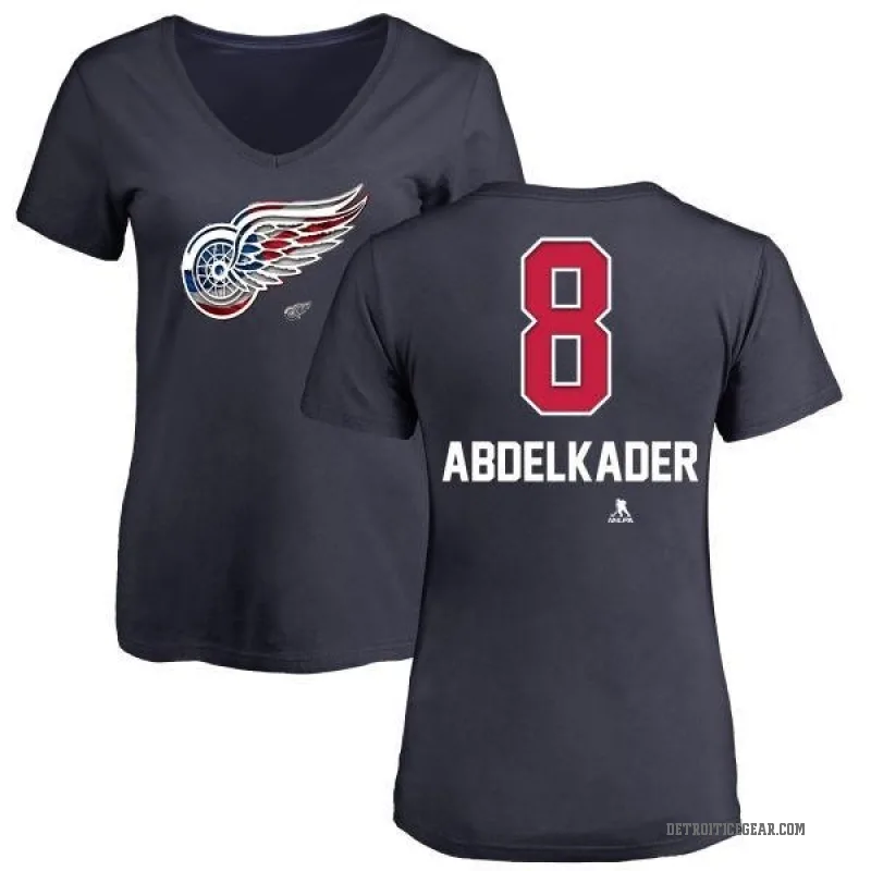 Justin Abdelkader Women's Navy Detroit Red Wings Name and Number Banner Wave V-Neck T-Shirt -