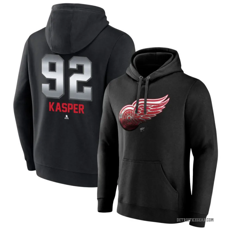 Marco Kasper Youth Black Detroit Red Wings Branded Midnight Mascot Logo Pullover Hoodie
