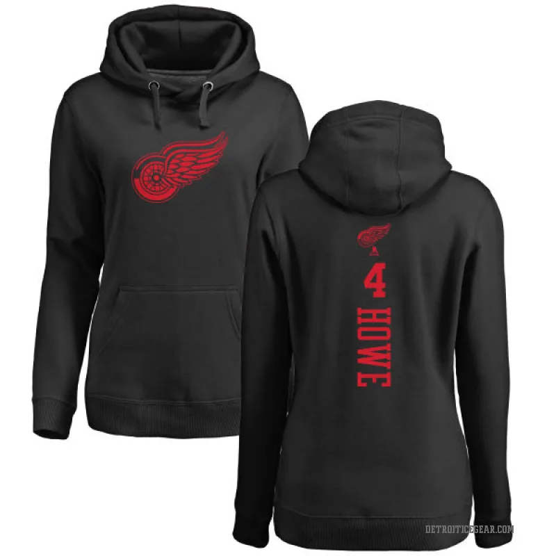 Mark Howe Women's Black Detroit Red Wings Branded One Color Backer Pullover Hoodie