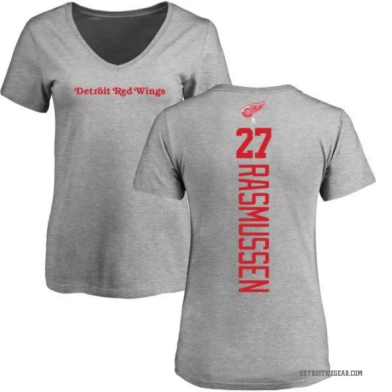 Michael Rasmussen Women's Ash Detroit Red Wings Backer T-Shirt -