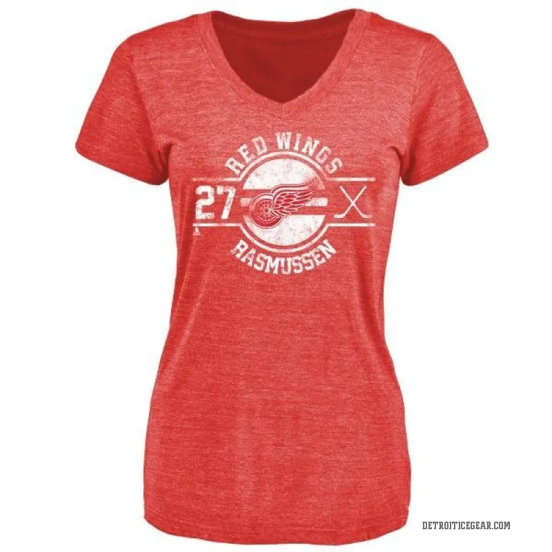 Michael Rasmussen Women's Red Detroit Red Wings Insignia T-Shirt -