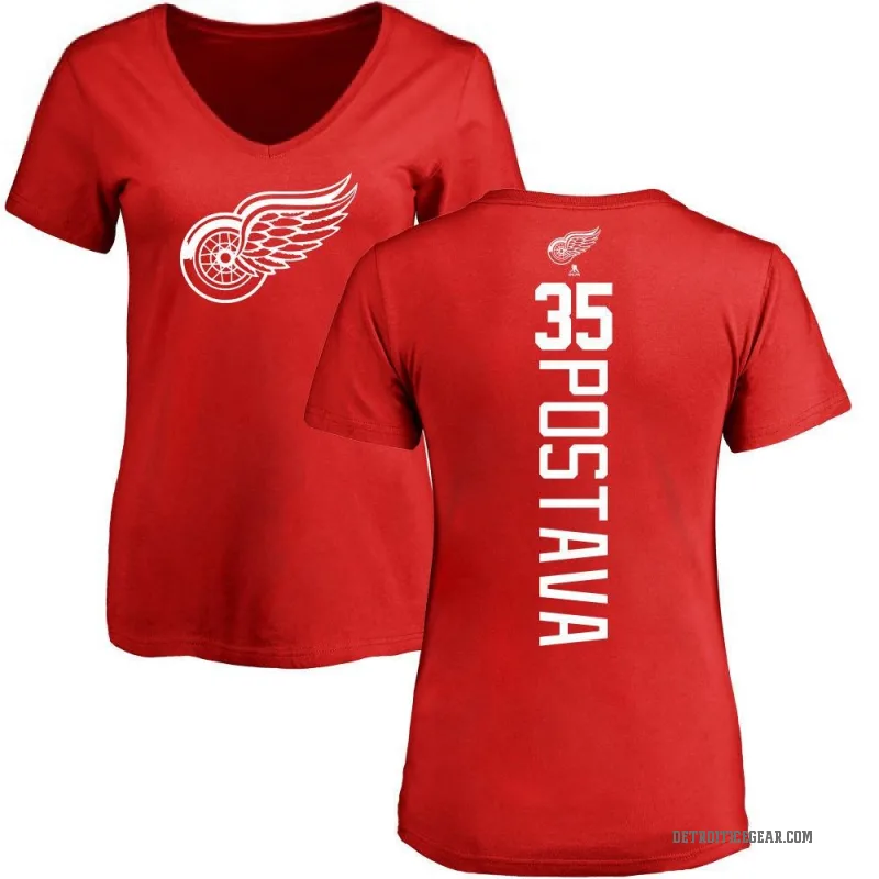 Michal Postava Women's Red Detroit Red Wings Backer T-Shirt -